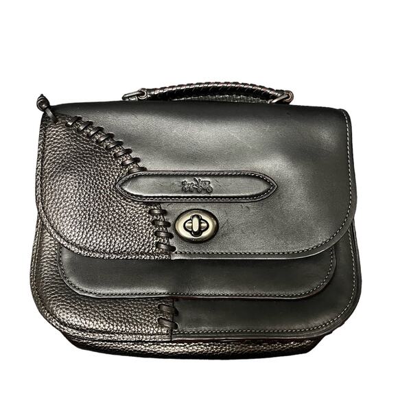 RARE Coach Rip & Repair Sm Link Messenger leather purse black/brown